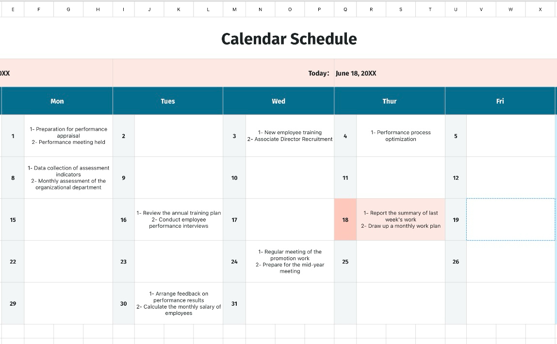Calendar Schedule